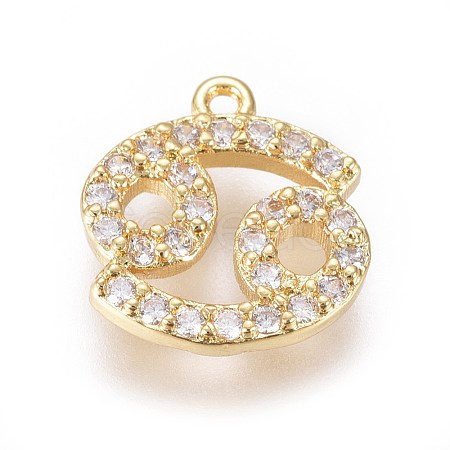 Golden Plated Brass Micro Pave Cubic Zirconia Charms ZIRC-L075-51J-1