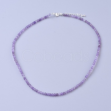 Natural Amethyst Beaded Necklaces NJEW-K114-A-A21-1