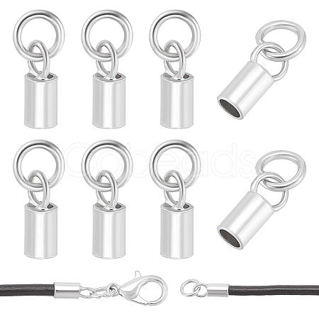 8Pcs Rhodium Plated Sterling Silver Cord Ends FIND-BC0014-09B-1