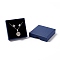 Paper with Sponge Mat Necklace Boxes, Square, Dark Blue, 7x7x1.65cm, Inner Diameter: 6.3x6.3x1cm