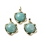 Natural Amazonite Pendants, Rack Plating Golden Plated Brass Nuggets Charms, Cadmium Free & Lead Free, 23.5x19x6.5mm, Hole: 2.5x5.5mm