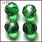 Imitation Austrian Crystal Beads, Grade AAA, K9 Glass, Faceted(32 Facets), Round, Green, 8mm, Hole: 0.9~1.4mm