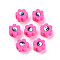 Handmade Polymer Clay Beads, for DIY Jewelry Crafts Supplies, Flower with Yinyang, Deep Pink, 8~9x7.5~8.5x4~4.5mm, Hole: 1.6~1.8mm