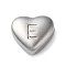 Non-Tarnish 201 Stainless Steel Beads, Stainless Steel Color, Heart, Letter E, 7x8x3.5mm, Hole: 1.5mm