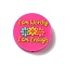 I am Worthy, I am Enough Text with Colorful Flowers Round Silicone Focal Beads, Flower, 27.5x7mm, Hole: 3.5mm