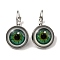 Eye Glass Leverback Earrings with Brass Earring Pins, Lime Green, 29mm