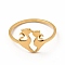 304 Stainless Steel Double Cat Finger Ring for Women, Golden, Inner Diameter: 17.8mm