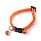 Adjustable Polyester Reflective Dog/Cat Collar, Pet Supplies, with Iron Bell and Polypropylene(PP) Buckle, Orange, 21.5~35x1cm, Fit For 19~32cm Neck Circumference