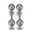 Tarnish Resistant 304 Stainless Steel Ball Stud Earrings, Textured, Barbell Cartilage Earrings, Stainless Steel Color, 11.7x3mm, Pin: 0.7mm, 12pairs/set