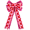 Heart Pattern Polyester Bowknots, with Iron Twist Wire, for Valentine's Day, Flamingo, 470x280x39mm