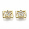 Brass Micro Pave Clear Cubic Zirconia Cabochons, Fit Floating Locket Charms, Star, Real 16K Gold Plated, 5.5x7x2.5mm