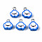 Handmade Polymer Clay Charms, with Platinum Plated Iron Loop, Cloud with Smile, Dodger Blue, 11~14x9~11.5x4mm, Hole: 1.8mm