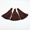 Nylon Tassel Big Pendant Decorations, Coconut Brown, 70~74x11mm, Hole: 4mm