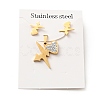 Heartbeat Stud Earrings with 316 Stainless Steel Pins and Crystal Rhinestone Pendant SJEW-F218-01G-7