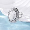 Oval Natural Howlite Finger Rings RJEW-M063-01P-10-3