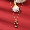 Christmas Tree Brass Micro Pave Cubic Zirconia Pendants Necklaces NJEW-L468-01G-B02-2