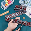 7M Ethnic Style Polyester Rhombus Flower Jacquard Ribbon OCOR-WH0101-05-3