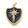 Golden Brass Micro Pave Clear Cubic Zirconia Enamel Pendants ZIRC-A017-02G-RS-2