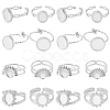 16Pcs 4 Styles 304 Stainless Steel Ovsl Cuff Ring Components RJEW-SC0001-38-7