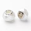 Imitation Jade White Faceted Glass European Rondelle Beads X-GPDL-H008-3-2