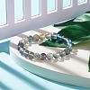 Synthetic Moonstone Round Beaded Stretch Bracelet with Rhinestone BJEW-JB07875-2