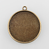 Flat Round Alloy Pendant Cabochon Settings PALLOY-N0088-36AB-NF-1