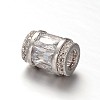Column Brass Micro Pave Cubic Zirconia Large Hole European Beads LS-ZIRC-M084-01-2