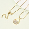304 Stainless Steel Micro Pave Clear Cubic Zirconia Pendant Necklaces for Women NJEW-Z103-01G-05-1