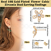5 Pairs Brass Micro Pave Cubic Zirconia Stud Earring Findings KK-BBC0020-85-2