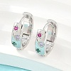 Brass Micro Pave Cubic Zirconia Hoop Earrings KK-CBA8324-01P-1