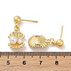 Shell Shape Brass Micro Pave Clear Cubic Zirconia Dangle Stud Earrings EJEW-F895-13G-5