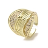 Brass Micro Pave Cubic Zirconia Open Cuff Ring RJEW-K256-48G-1
