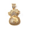 Brass Micro Pave Clear Cubic Zirconia Pendants KK-H267-048G-1