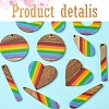 12Pcs 6 Styles Pride Rainbow Theme Resin & Walnut Wood Pendants WOOD-FS0001-32-3