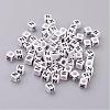 White Letter N Acrylic Cube Beads X-PL37C9308-N-1