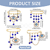 4Pcs Blue Evil Eye Alloy Rhinestone Charm Kilt Pins JEWB-FH00039-2