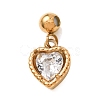 304 Stainless Steel Pave Clear Cubic Zirconia Pendants CU-CBAB6EC-07G-03-1