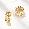 Brass Micro Pave Clear Cubic Zirconia Leaf Hoop Earrings EJEW-P322-15G-3