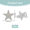 16Pcs Alloy Rhinestone Buttons BUTT-FH0001-031B-2