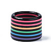 Resin Stripe Pattern Wide Band Finger Ring for Women RJEW-T022-009-3