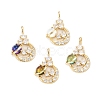 Brass Clear Cubic Zirconia Glass Pendants ZIRC-C024-21G-1