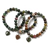 8.5mm Round Natural Indian Agate  Beaded Stretch Bracelets BJEW-C074-01O-1