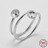 Anti-Tarnish Rhodium Plated 925 Sterling Silver Finger Design Ring Mounts Fittings with Pearl Seat STER-A070-040-4