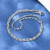 2MM Brass Textured Flat Bar Link Chains Necklaces for Men Women NJEW-L012-08P-2
