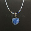 Natural Gemstone Heart Pendant Colorful Glass Seed Beads Beaded Necklaces for Women VA8487-6-1