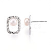 Brass Natural Pearl Stud Earrings PEAR-N020-05U-5