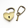 Heart Lock & Key Zinc Alloy Key Clasps X-KEYC-O009-14-3