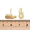 Brass Micro Pave Clear Cubic Zirconia Guitar Stud Earrings EJEW-F400-08G-5