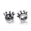 Crown 304 Stainless Steel with Cubic Zirconia European Beads STAS-F243-34AS-2