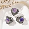 Natural & Synthetic Gemstone Adjustable Rings RJEW-I108-03AS-2
